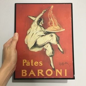 Vintage decoupage Pates Baroni wood wall art